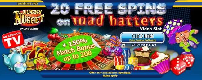 Casino bonus, reload bonus och free spins hos Lucky Nugget!