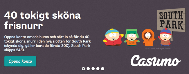 Casino bonus och free spins på South Park väntar nya kunder hos Casumo!