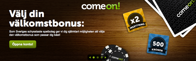 Välj din casino bonus hos ComeOn!